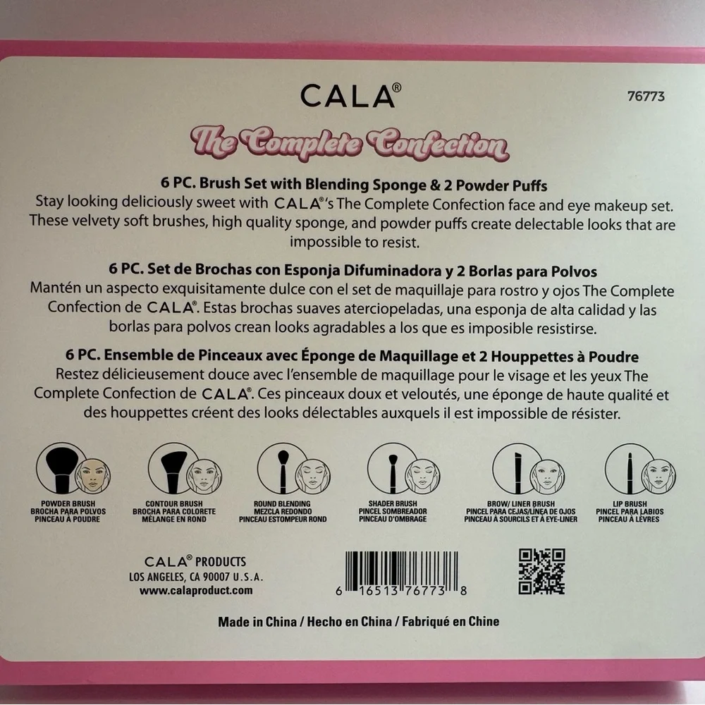 CALA The Complete Confection 9-Piece Set. 6 Brushes, Sponge, and Puffs Set